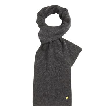 Lyle & Scott Logo Lambswool Blend Ribbed Scarf (Grey)