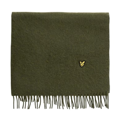 Lyle & Scott Tonal Logo Lambswool Blend Scarf (Green)