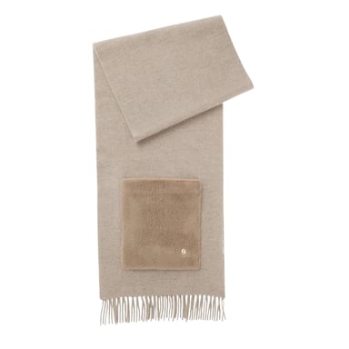 Boss Tassel Wool Blend Patch Pocket Scarf (Brown)