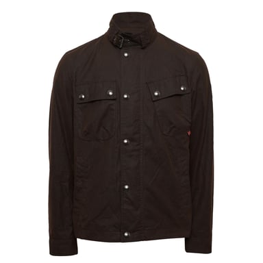 Men's Belstaff Beat Waxed Jacket in Dark Brown