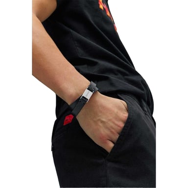 Hugo Omkeerbare armband van gepolijst leer (Zwart)