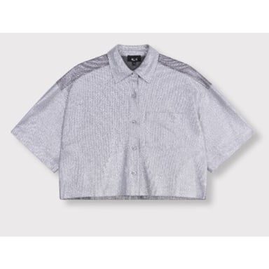 Alix The Label Foile cropped blouse zilverkleurig
