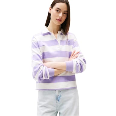 Tommy Jeans Womens/Ladies Striped Cropped Polo Shirt (Amethyst Purple)