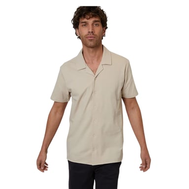 Threadbare Mens Kaylian Regular Short-Sleeved Shirt (Stone)