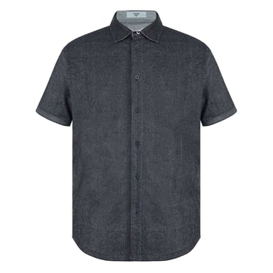 Firetrap Mens Denim Regular Short-Sleeved Shirt (Grey)