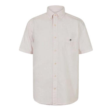 Gant Mens Stripe Short-Sleeved Button-Down Shirt (Light Pink)