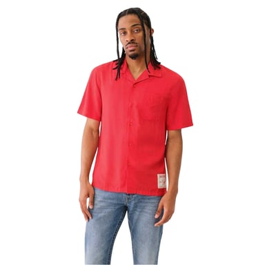 True Religion Mens Relaxed Fit Short-Sleeved Shirt (Lava)
