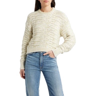 Boss Womens/Ladies Knitted Ribbed Collar Long-Sleeved Sweater Top (Off White)
