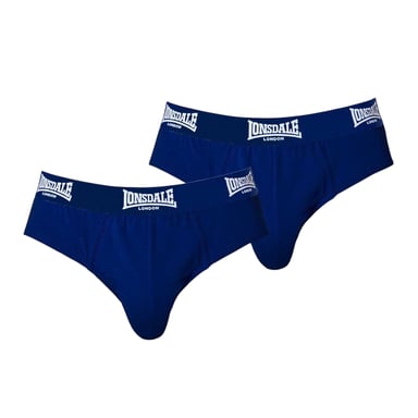 Lonsdale Mens Contrast Waistband Briefs (Pack of 2) (Navy)