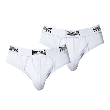 Lonsdale Mens Contrast Waistband Briefs (Pack of 2) (White)