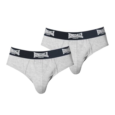 Lonsdale Mens Contrast Waistband Briefs (Pack of 2) (Grey)