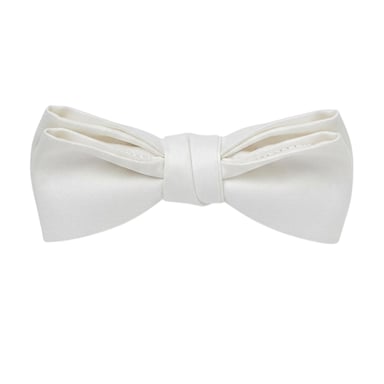 Off White Plain Satin Formal Bow Tie (White)
