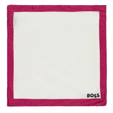 Boss Bordered Pocket Square (White/Fuchsia)
