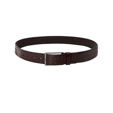 Boss Mens Braided Leather Belt (Dark Brown)