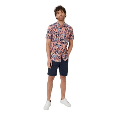 Threadbare Mens Latham Floral Regular Shirt (Peach)