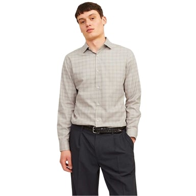 Jack And Jones Mens Parker Plaid Cuffed Formal Shirt (Greige)