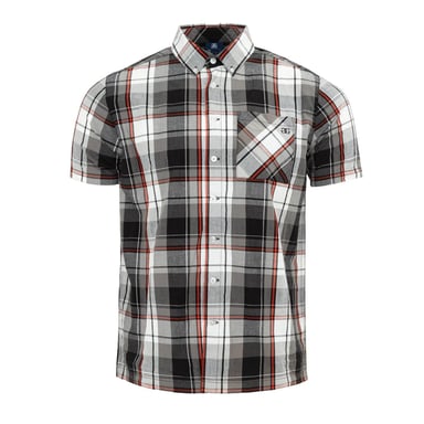 Giorgio Mens Checkered Short-Sleeved Shirt (Black/Red)
