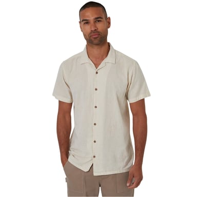 Threadbare Mens Embroidered Short-Sleeved Shirt (Natural)