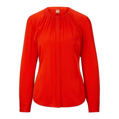Boss Womens/Ladies Silk Regular Long-Sleeved Blouse (Bright Orange)