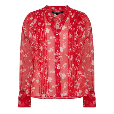 French Connection Womens/Ladies Alesndra Floral V Neck Long-Sleeved Blouse (Cayenne)