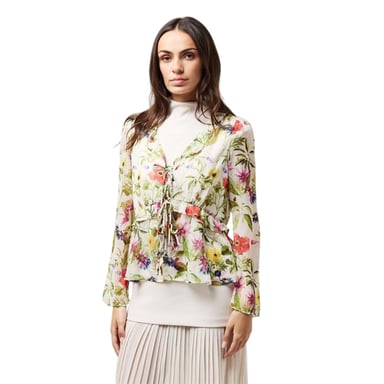 French Connection Womens/Ladies Monica Long-Sleeved Blouse (White/Multicoloured)