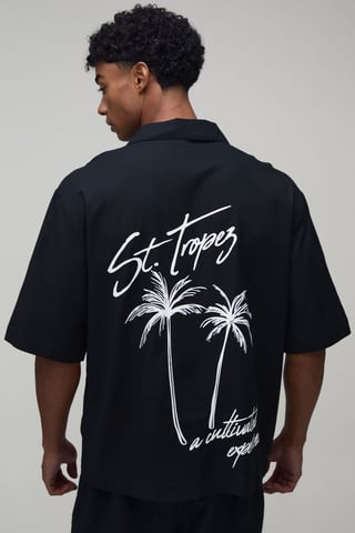 Oversized Half Sleeve Palm Print Shirt