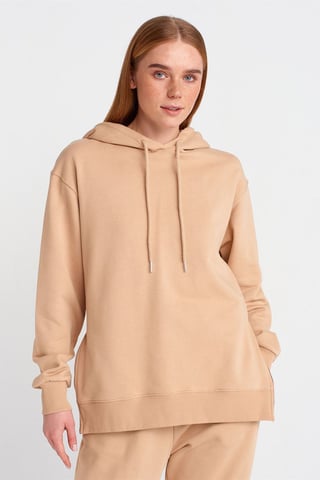 Oversized Cotton Zip-Front Hooded Sweatshirt