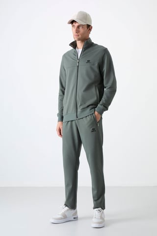 Men's Relaxed Fit Zip-collar Sweatshirt And Pants Set