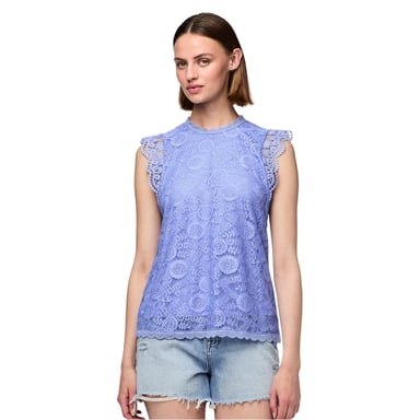 Pieces Womens/Ladies Lace High-Neck Regular Sleeveless Blouse (Hydrangea)