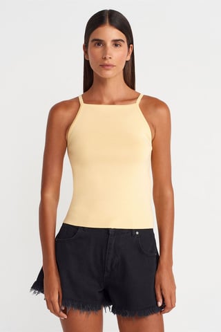 Slim Fit Halter Knit Blouse With Bow Detail