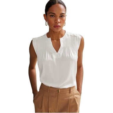 Boss Womens/Ladies Pintuck Notch Neck Regular Blouse (White)