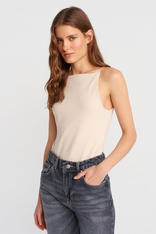 Slim-Fit Halterneck Jersey Blouse