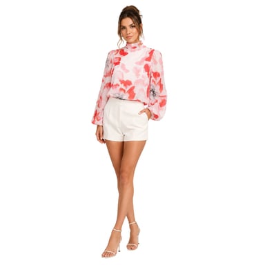 Ted Baker Womens/Ladies Floral High-Neck Relaxed Fit Balloon Sleeve Blouse (Ivory)