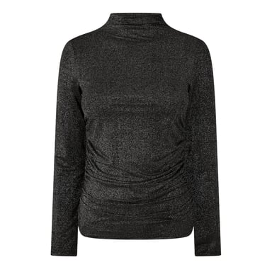 Pieces Womens/Ladies Mock Neck Slim Short-Sleeved Blouse (Black)