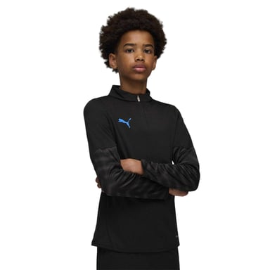 Puma Childrens/Kids Cup Quarter Zip Drill Top (Black/Blue)