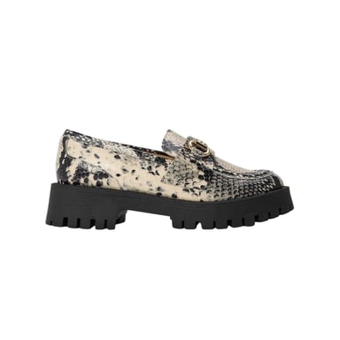 Steve Madden Womens/Ladies Snake Print Loafers (Light Beige)