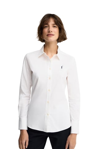 Wit poplin-katoen hemd met slim fit en geborduurd Rigby Go-logo