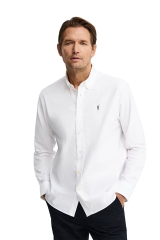 Wit Oxford hemd met regular fit en Rigby Go-logo