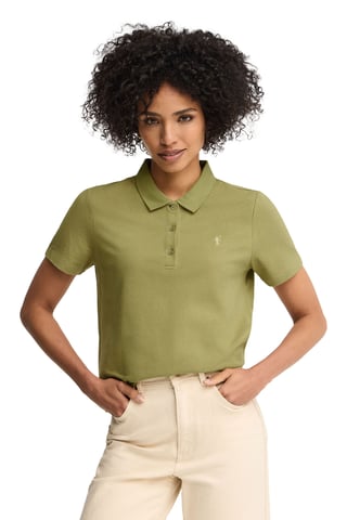 Loofgroene polo met regular fit en geborduurd Rigby Go-logo