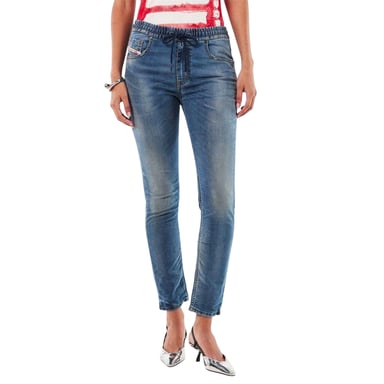 Diesel Womens/Ladies Krly Logo Elasticated Waist Wide Leg Jeans (Blue Denim)