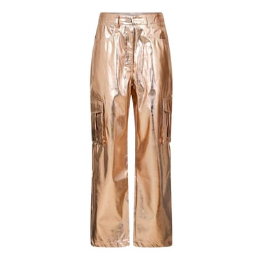 AmyLynn Womens/Ladies Metallic Straight Leg Cargo Trousers (Rose Gold)