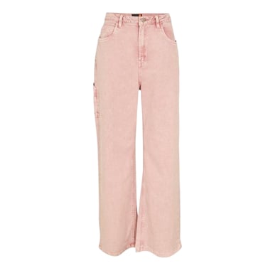 Timberland Womens/Ladies Washed High Rise Wide Leg Cargo Jeans (Peach Pink)