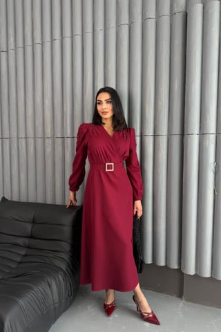 Belted A-line Midi Dress