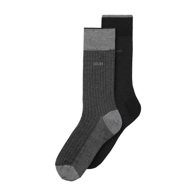 Boss Mens Mercerised Cotton Socks (Pack of 2) (Black/Grey)