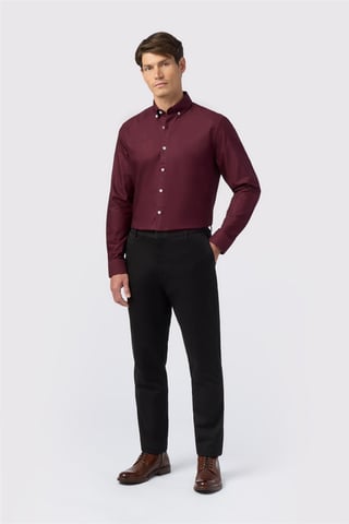 Long Sleeve Regular Casual Shirt in Burgundy