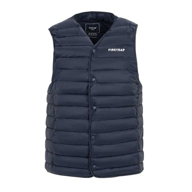 Firetrap Mens Logo Quilted Gilet (Navy)
