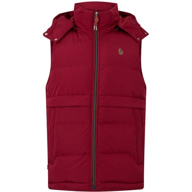 Luke 1977 Mens Quilted Detachable Hood Gilet (Blood Red)