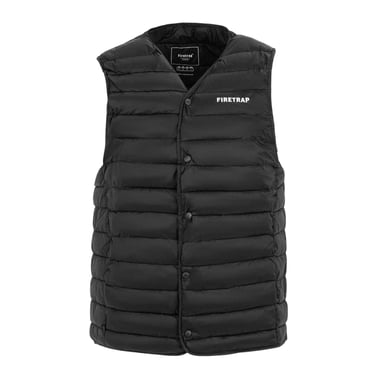 Firetrap Mens Logo Quilted Gilet (Black)
