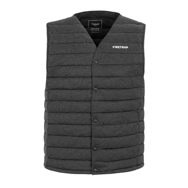 Firetrap Mens Logo Quilted Gilet (Dark Grey Marl)
