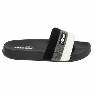Ellesse Mens Triple Stripe Terrycloth Open Toe Slides (Black/Grey)